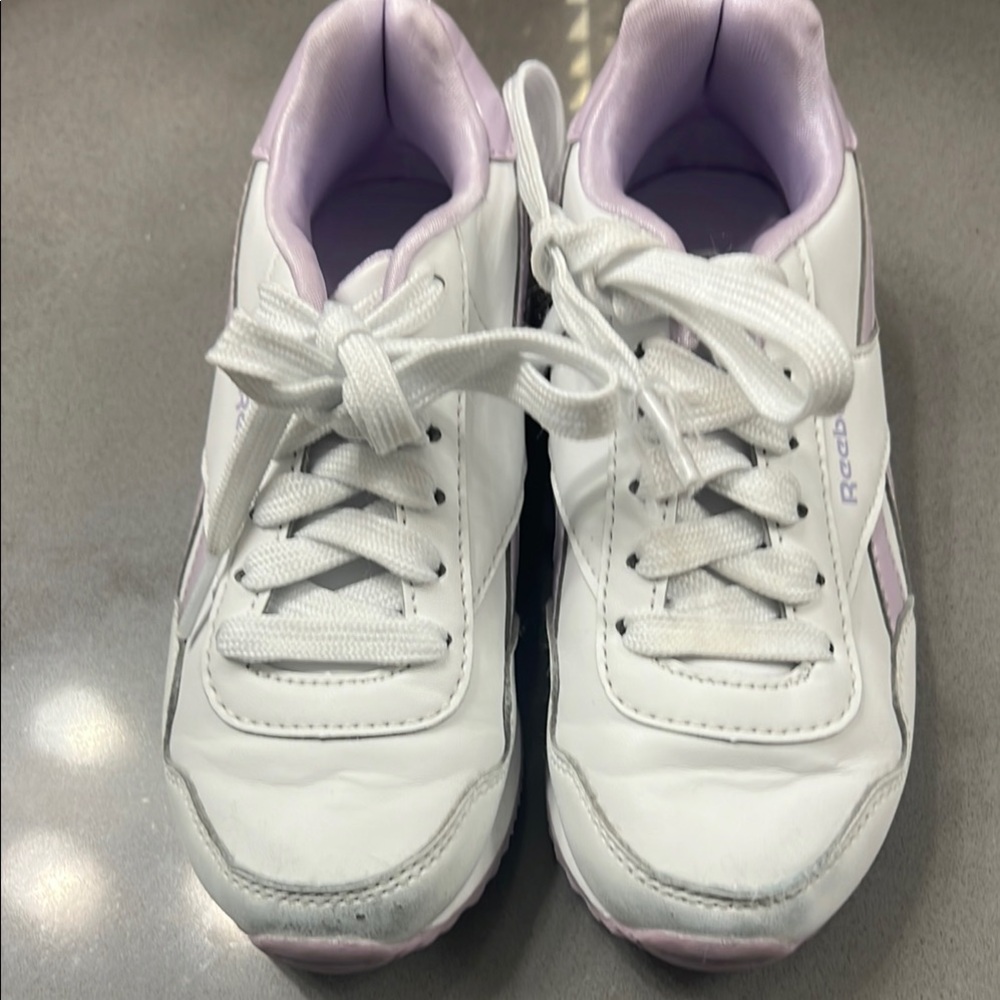 Reebok White and Lavender Sneakers (Size 11)